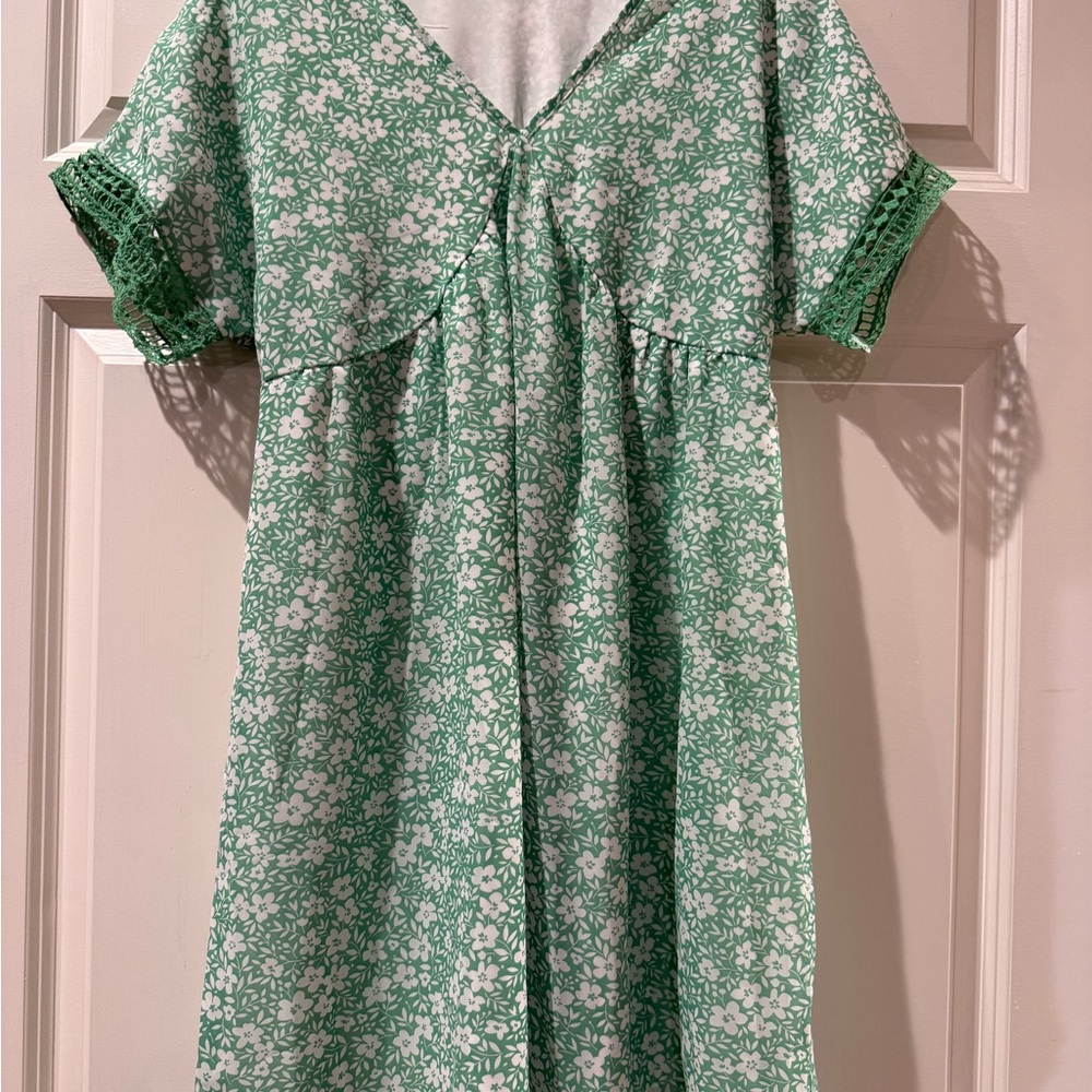 Floral Green Mini Dress
